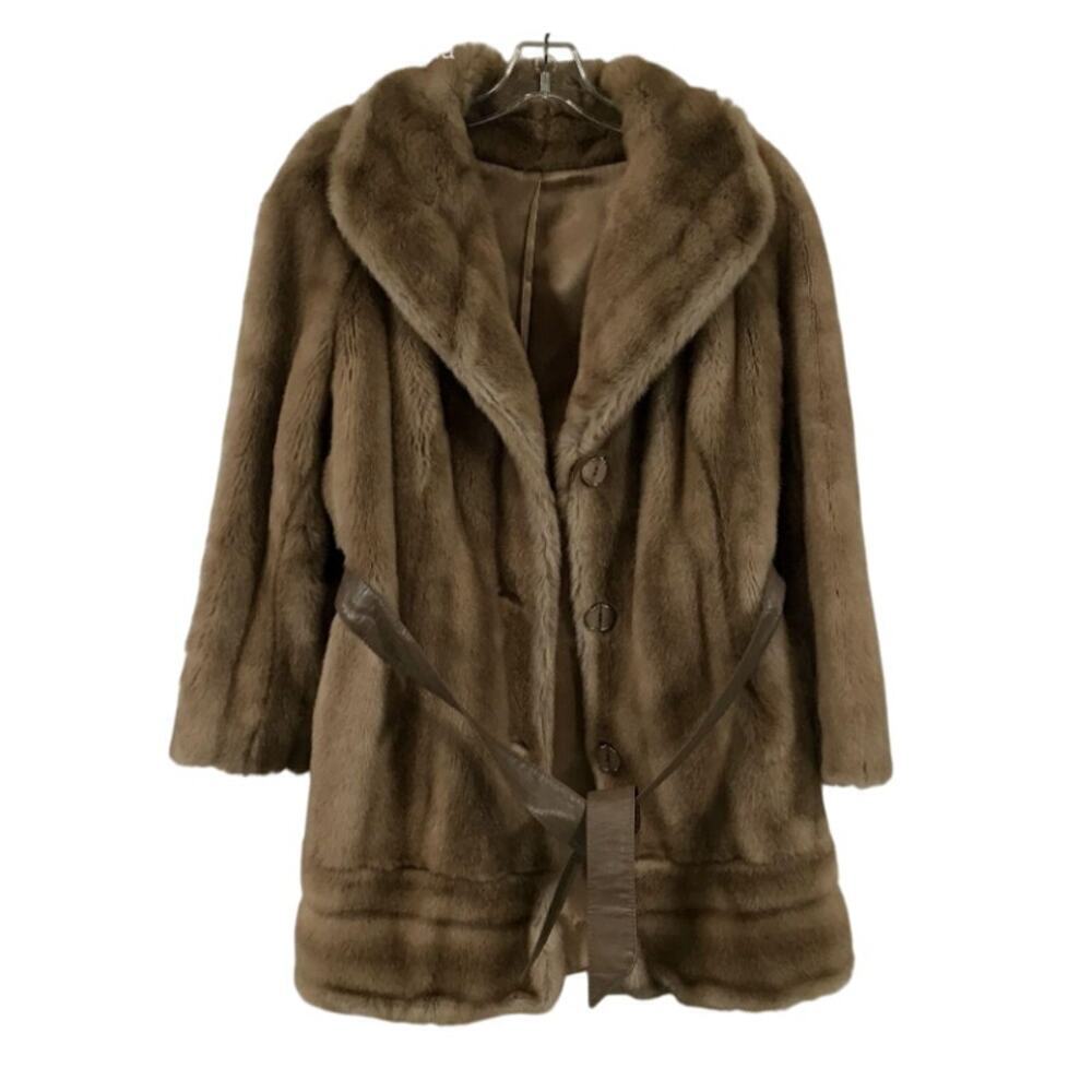 Tissavel Faux Fur Tan Belted Coat | L | Runway Fall Glam Burning Man